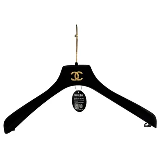 Photo of Chanel Authentic Black Velvet Gold CC Emblem Coat Hanger 16" W - Incl. COA