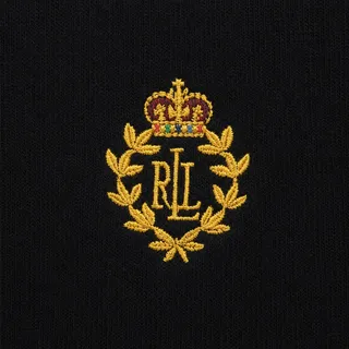 Photo of Ralph Lauren Crest Quarter Zip Fleece Pullover - Black Size Medium