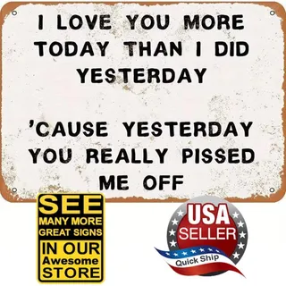 Photo of Wood Sign • 'I Love You More Today Than Yesterday' • Distressed Retro Home Décor