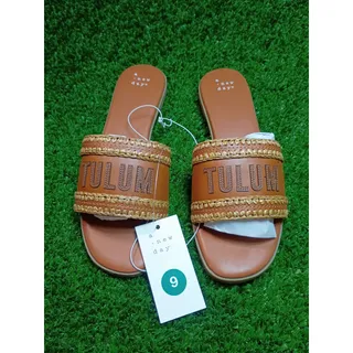 Photo of A New Day Tulum Brown Braided Flat Slide Sandals Sz 9 NWT