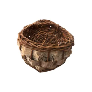 Photo of Vintage Charming, Rustic Twig and Birch Bark Hanging Pocket Basket