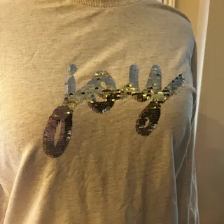 Photo of NWT Charlie Paige Cream Sweatshirt with Gold Silver Sequin joy small medium