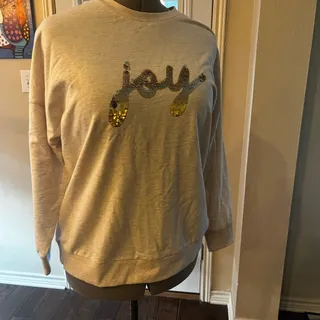 Photo of NWT Charlie Paige Cream Sweatshirt with Gold Silver Sequin joy small medium
