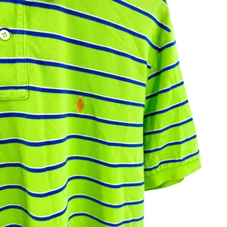 Photo of Vintage Y2K Polo Ralph Lauren Lime Green 100% Cotton Striped Shirt