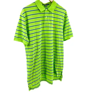 Photo of Vintage Y2K Polo Ralph Lauren Lime Green 100% Cotton Striped Shirt