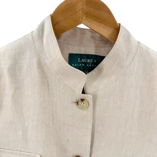 Photo of Vintage Y2K Lauren Ralph Lauren Tan 100% Linen Safari Blazer Jacket