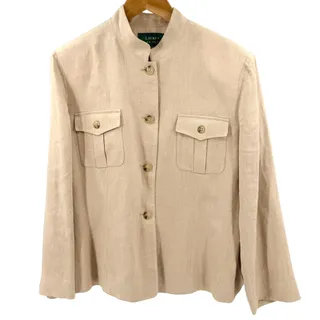 Photo of Vintage Y2K Lauren Ralph Lauren Tan 100% Linen Safari Blazer Jacket