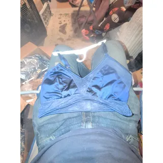 Photo of Auden Blue Satin Lace Triangle Bralette