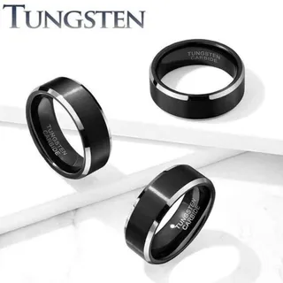 Photo of New Black Brushed Center Black Tungsten Carbide Ring Size 13‎