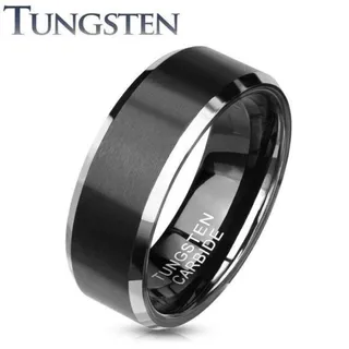 Photo of New Black Brushed Center Black Tungsten Carbide Ring Size 13‎