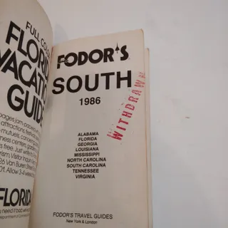 Photo of Fodor’s South 1986 Paperback Fair Cond Withdrawn Library Copy Travel Guide VTG