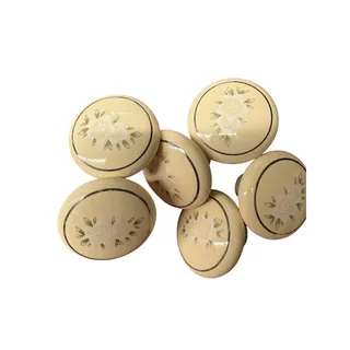 Photo of Vintage Floral Porcelain Cabinet Knobs Set of 6 Ivory Rose Drawer Pulls