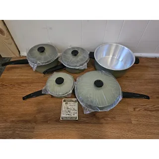 Photo of Vintage Mirro La Cuisine 9-Pc Green Heavyweight Aluminum Cookware Set 550-2190