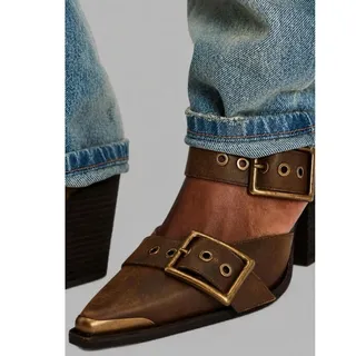 Photo of New Free People x Jeffrey Campbell Hendrix Heels $198 SIZE 8 Brown BUCKLES