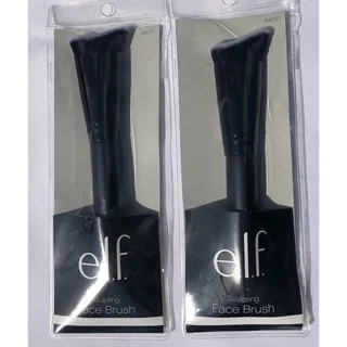 Photo of Elf Makeup Brush Black Sculpting Face Brush Ultra Fine Synthetic Lot of Two