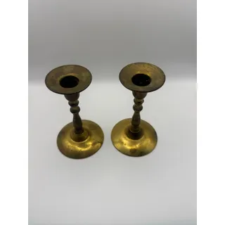 Photo of Vintage Brass Taper Candlestick Holders – Pair