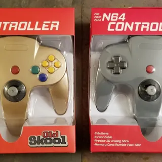 Photo of 2 N64 Controllers - Grey & Gold (NEW) - Nintendo - Nintendo64 - Old Skool