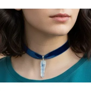 Photo of Handmade kyanite dagger and velvet choker necklace