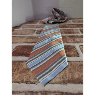 Photo of Geoffrey Beene Blue Peach Grey Silk Men’s Diagonal Striped Neck Tie Necktie