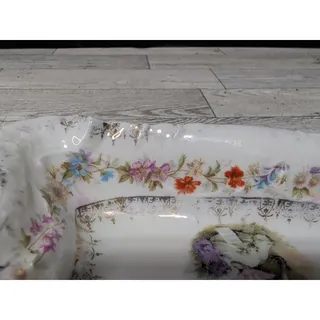 Photo of Antique Carl Tielsch CT Altwasser Silesia Germany 7" Hand Painted Butter Dish