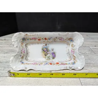 Photo of Antique Carl Tielsch CT Altwasser Silesia Germany 7" Hand Painted Butter Dish