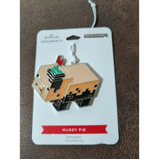 Photo of NEW Hallmark 2021 MineCraft Muddy Pig 3" Flat Metal Enamel Coated Ornament
