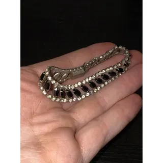 Photo of Vintage Black Rhinestone Bracelet Circa 1950s