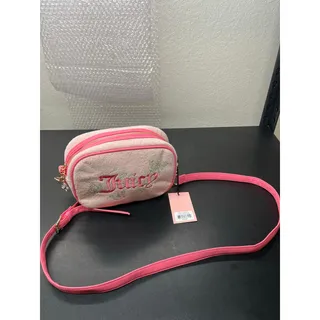 Photo of Juicy Couture Wingin It Camera Bag Pink Diamond Velour Crossbody Purse NWT

