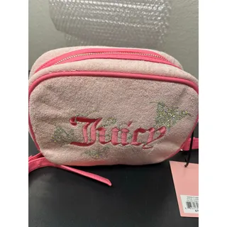 Photo of Juicy Couture Wingin It Camera Bag Pink Diamond Velour Crossbody Purse NWT
