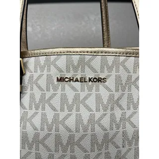 Photo of Michael Kors Jet Set Travel Large Signature Tote Bag Vanilla Gold
