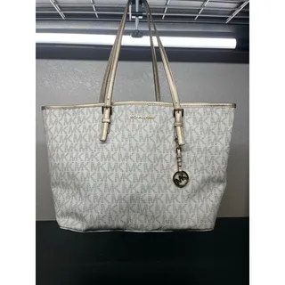 Photo of Michael Kors Jet Set Travel Large Signature Tote Bag Vanilla Gold