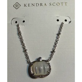 Photo of Kendra Scott Silver Ivory Pumpkin Pendant Necklace NWT Fall Seasonal Jewelry