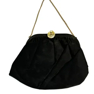 Photo of Vintage 20's Style Black Evening Bag w/Jeweled Enclosure & Metal Chain Strap