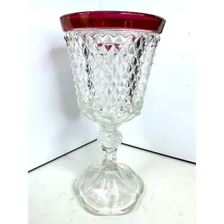 Photo of King's Crown Ruby Flash Diamond Point Large Footed Vase Compote Goblet