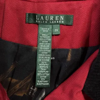 Photo of Lauren Ralph Lauren Red Barn Jacket Horse Print Lining Corduroy Collar Womens 2X