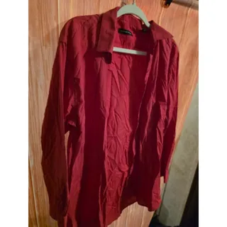 Photo of Adrienne Vittadini Red Long Sleeve Button Down Collared Shirt XLT