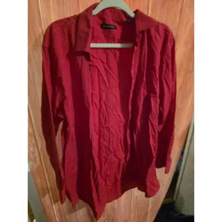 Photo of Adrienne Vittadini Red Long Sleeve Button Down Collared Shirt XLT