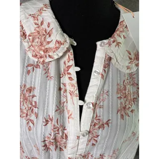 Photo of NWT Quince M Organic Cotton Floral Ruffle Pintuck Blouse