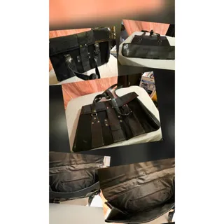 Photo of Vintage Black Mixed Material Satchel Bag - Faux Croc & Felt Details