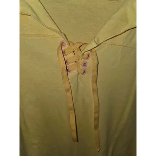 Photo of Just My Size JMS Yellow Lace-Up V-Neck Short Sleeve Top Shirt