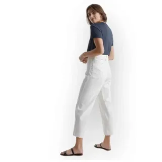 Photo of Quince Womens Organic Stretch Cotton Twill Wide Leg Crop Pant Size 26 Iv…