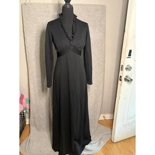 Photo of Vintage Sears Sweet Fashions Black Maxi Dress Whimsygoth 