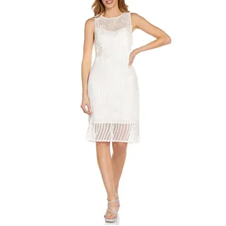 Photo of Adrianna Papell White Cocktail Dress Sleeveless Cutout Embroidered Sheath Size 6