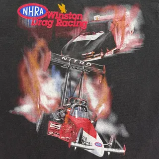 Photo of Vintage 90's Faded Heavyweight NHRA Winston Drag Racing T-Shirt - L