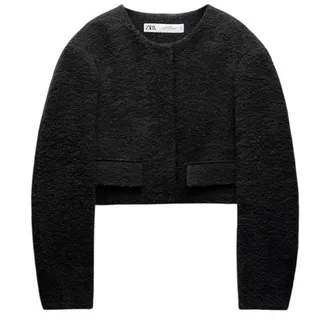 Photo of ZARA 2024 Z/W COLLECTION LIMITED EDITION 0040/835 CROPPED JACKET BLACK SMALL 4 6 NWT