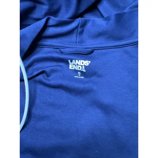 Photo of Lands’ End XL Blue 100% Cotton Long Wrap Robe Belted