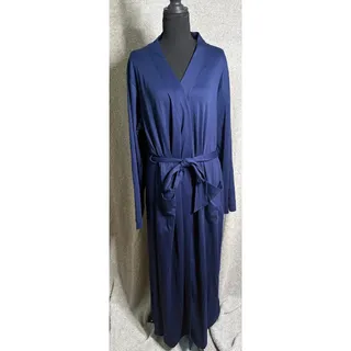 Photo of Lands’ End XL Blue 100% Cotton Long Wrap Robe Belted