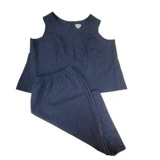 Photo of Dress Savvy New York 24W Navy White Pinstripe Skirt Tank Set