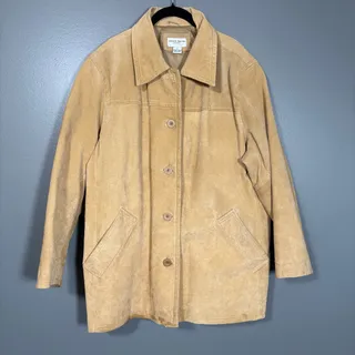Photo of Jaclyn Smith Vintage 90's Heavy Suede Chore Jacket - Women's Plus Size 1X - Tan