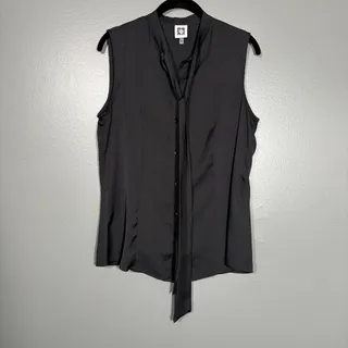 Photo of Anne Klein Black Office Sleeveless Top Neck Bow - Women's Size 10 - Corpcore